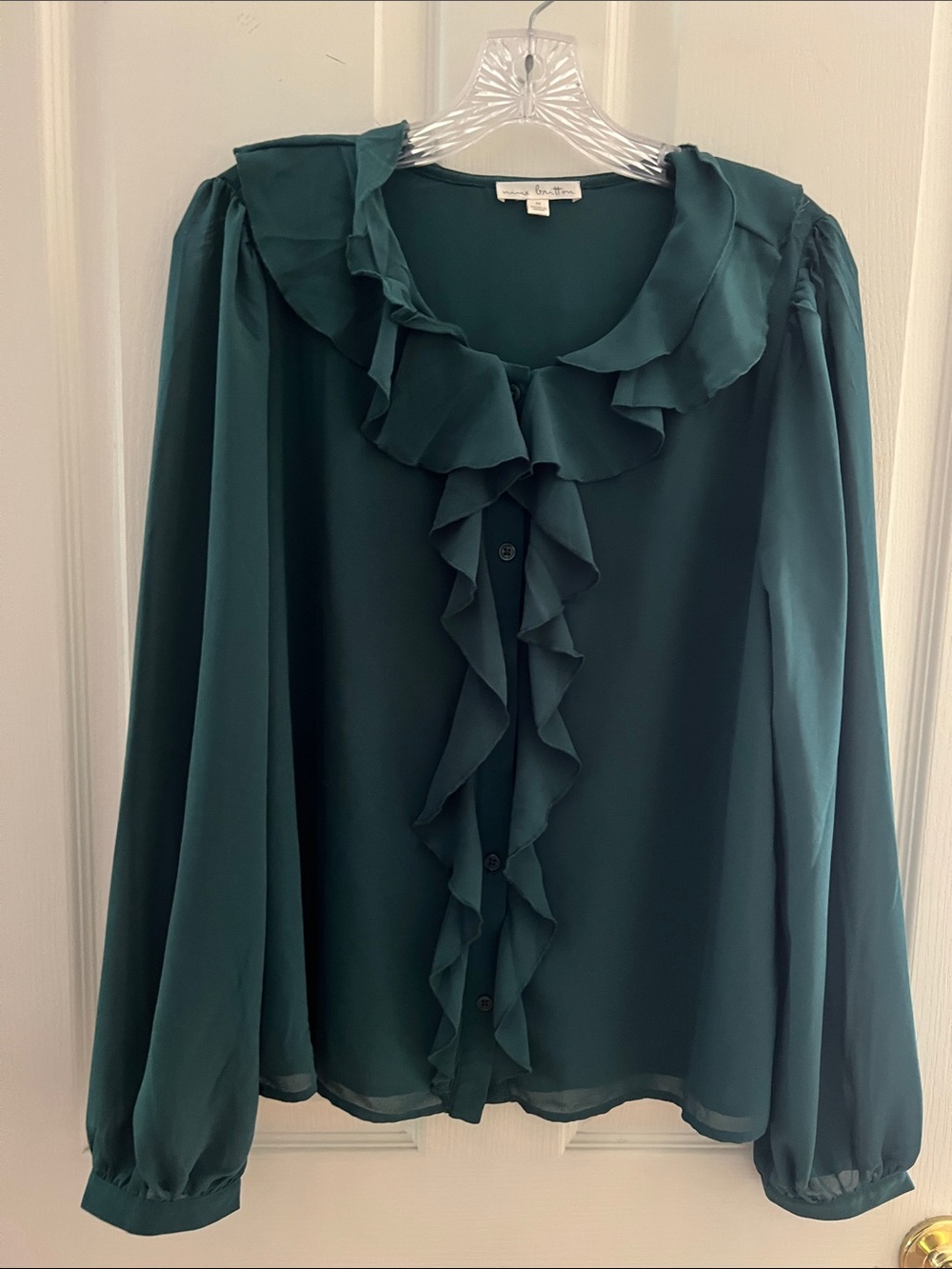 Romantic Ruffle Green Blouse
